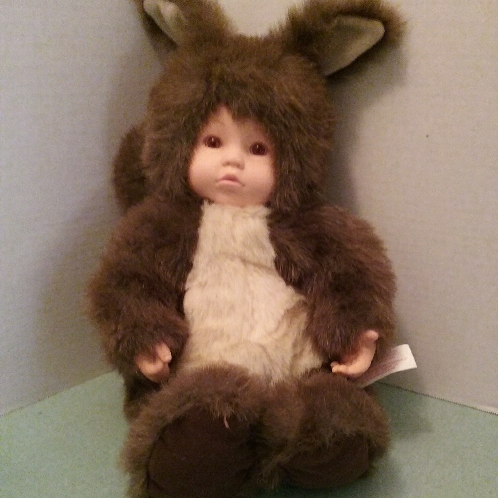 Anne Geddes Baby Doll Wearing Squirrel Outfit 1998